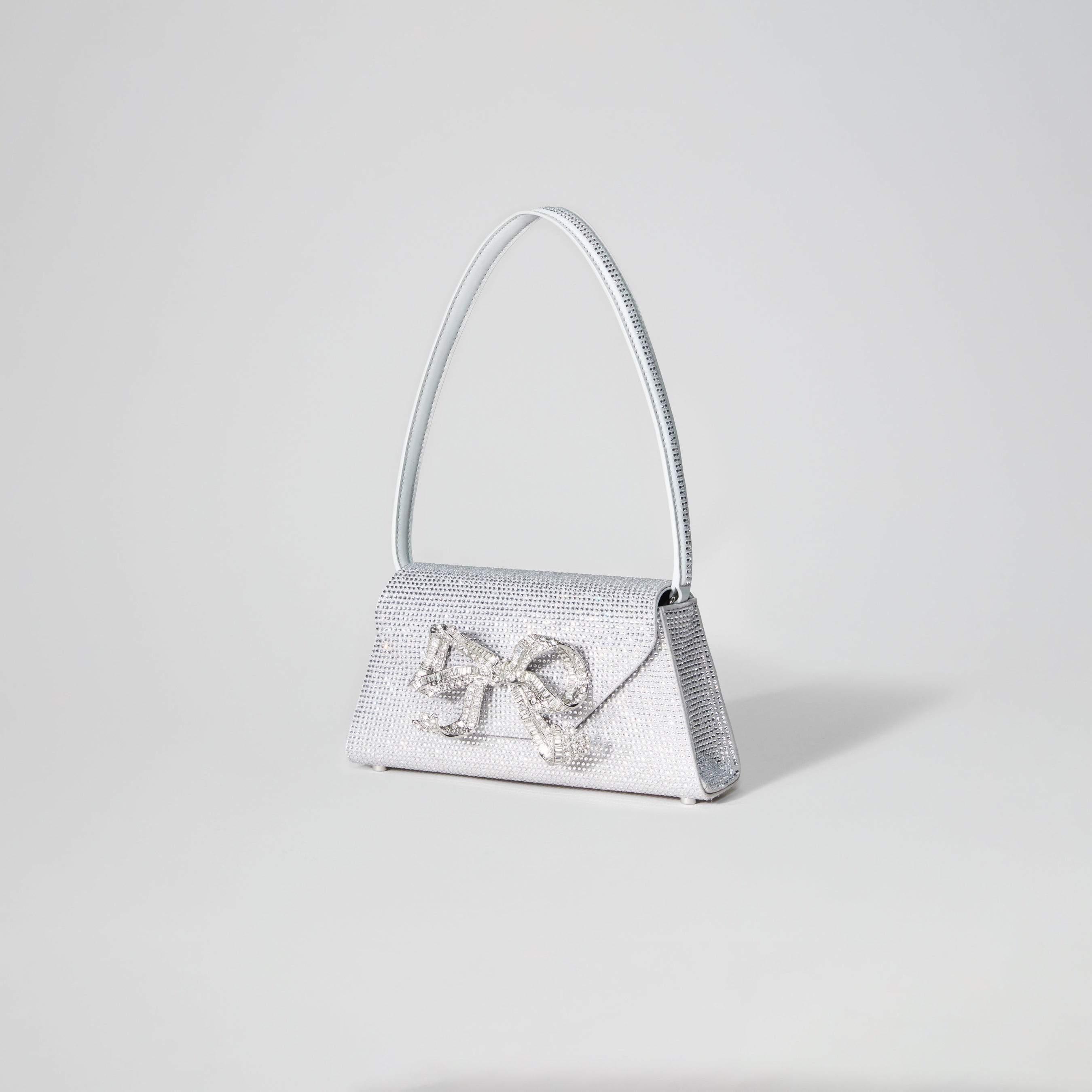 Grey Rhinestone Bow Mini Shoulder Bag