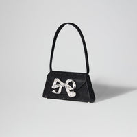 Black Rhinestone Bow Mini Shoulder Bag