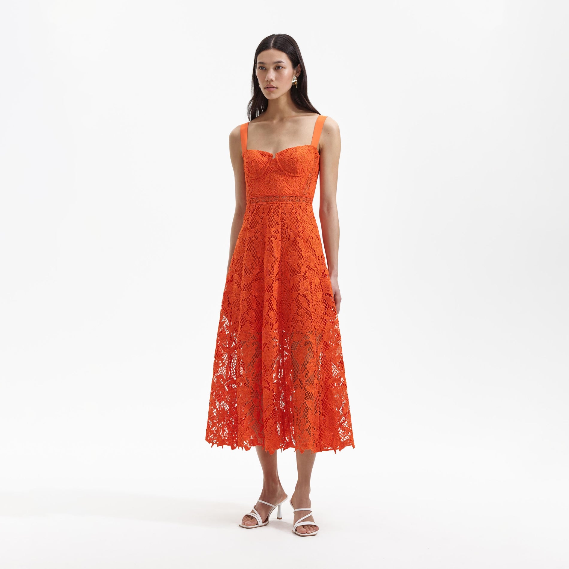 Colour Collection: LACE SWEETHEART MIDI DRESS  self-portrait-EU