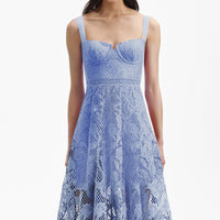 Blue Lace Midi Sweetheart Dress