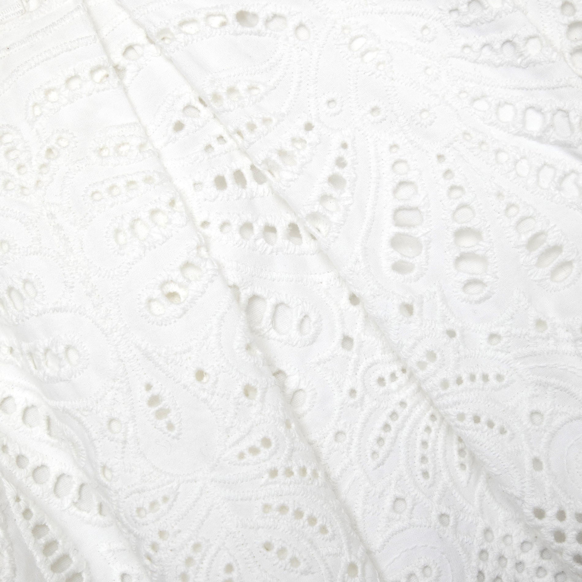 A close up of the fabric for the White Cotton Embroidery Shorts