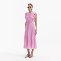 Pink Chiffon Tunic Midi Dress