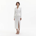 White Crepe Tailored Midi Dress