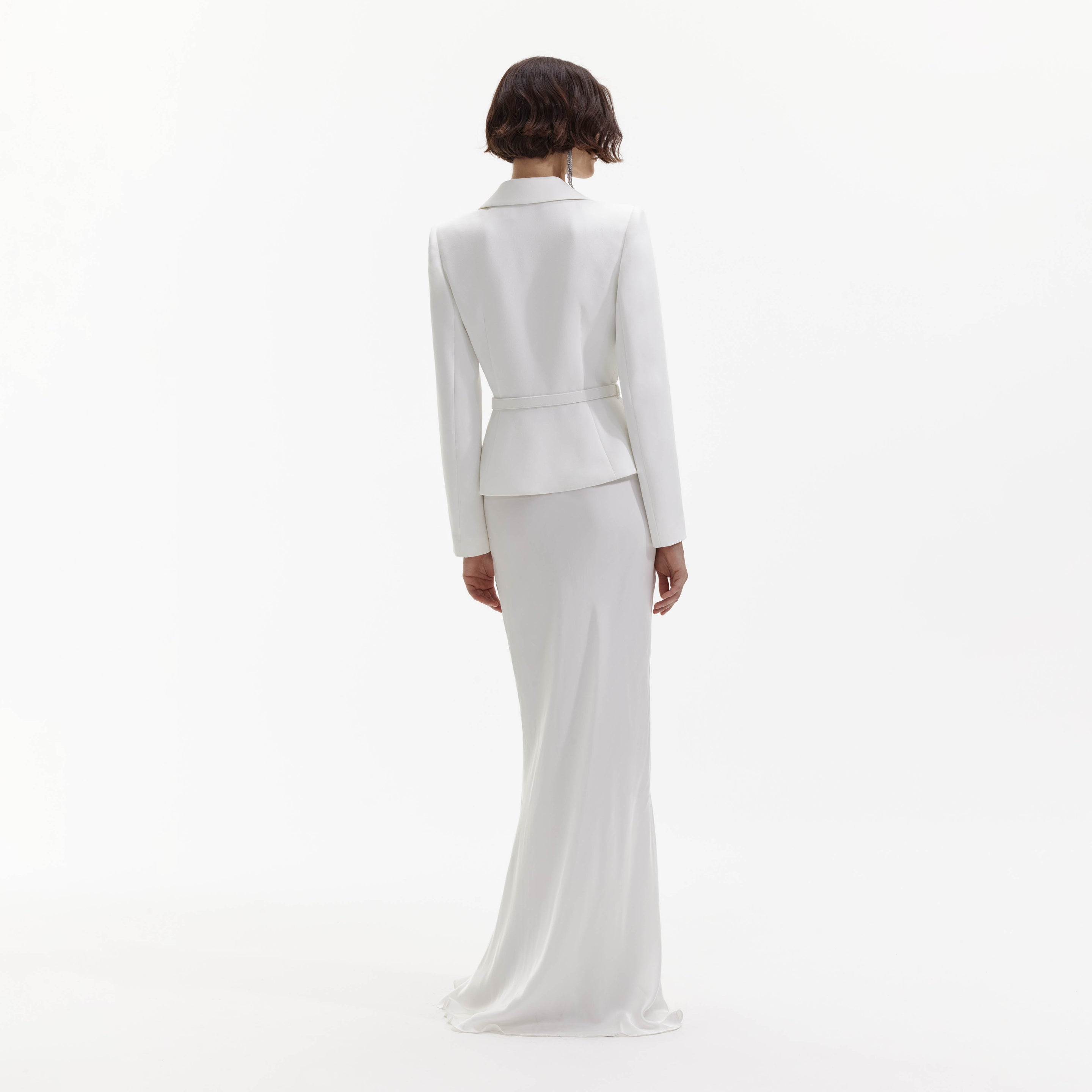 White Crepe Tailored Maxi Dress - self-portrait-EU