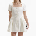 Cream Boucle Short Sleeve Mini Dress