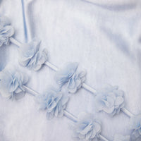 Blue Satin Flower Maxi Dress