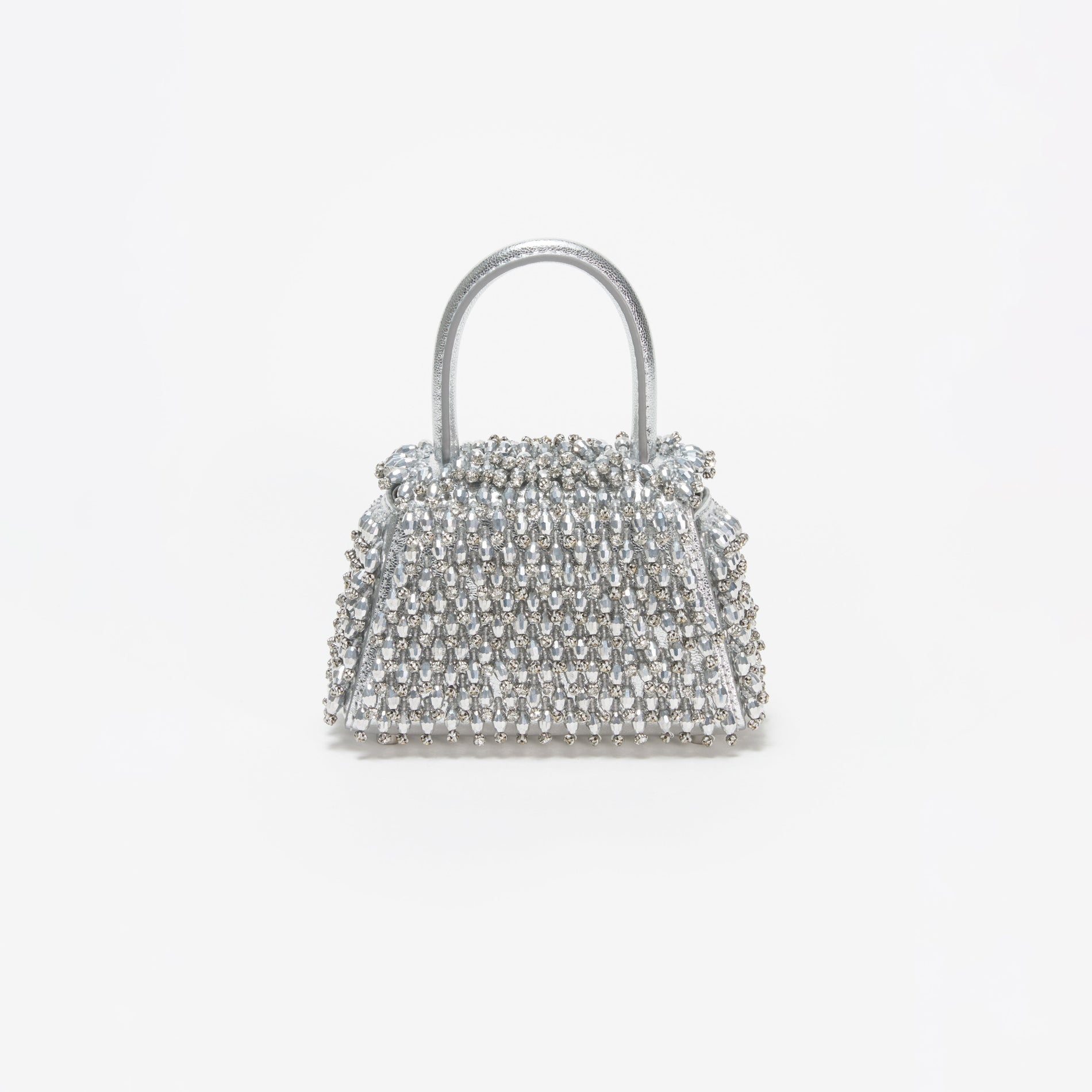 Silver Embellished Micro Bow Bag