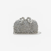 Silver Embellished Bow Clutch