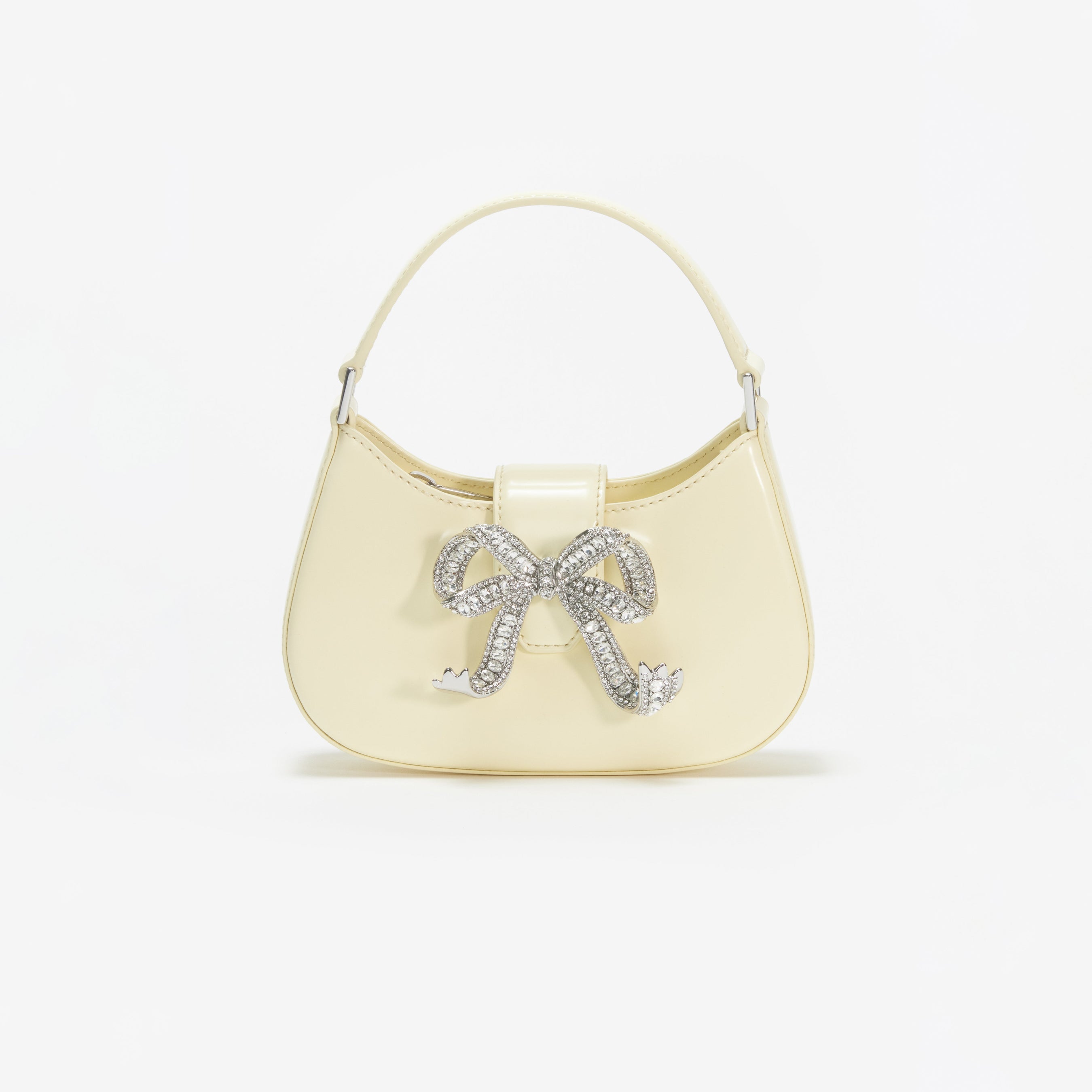 Yellow Leather Crescent Bow Bag