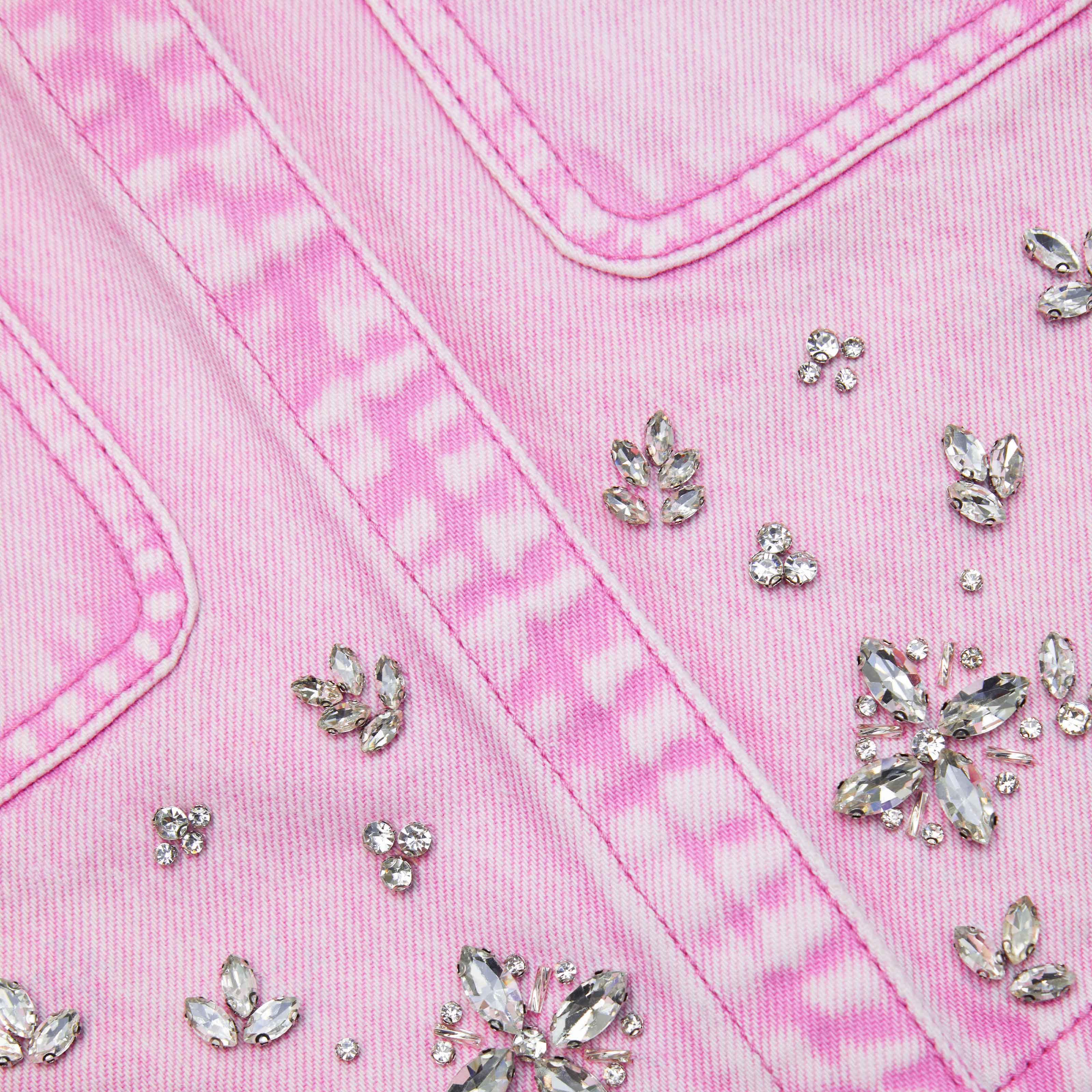 Pink Embellished Denim Top