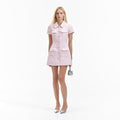 Pink Boucle Checked Mini Dress