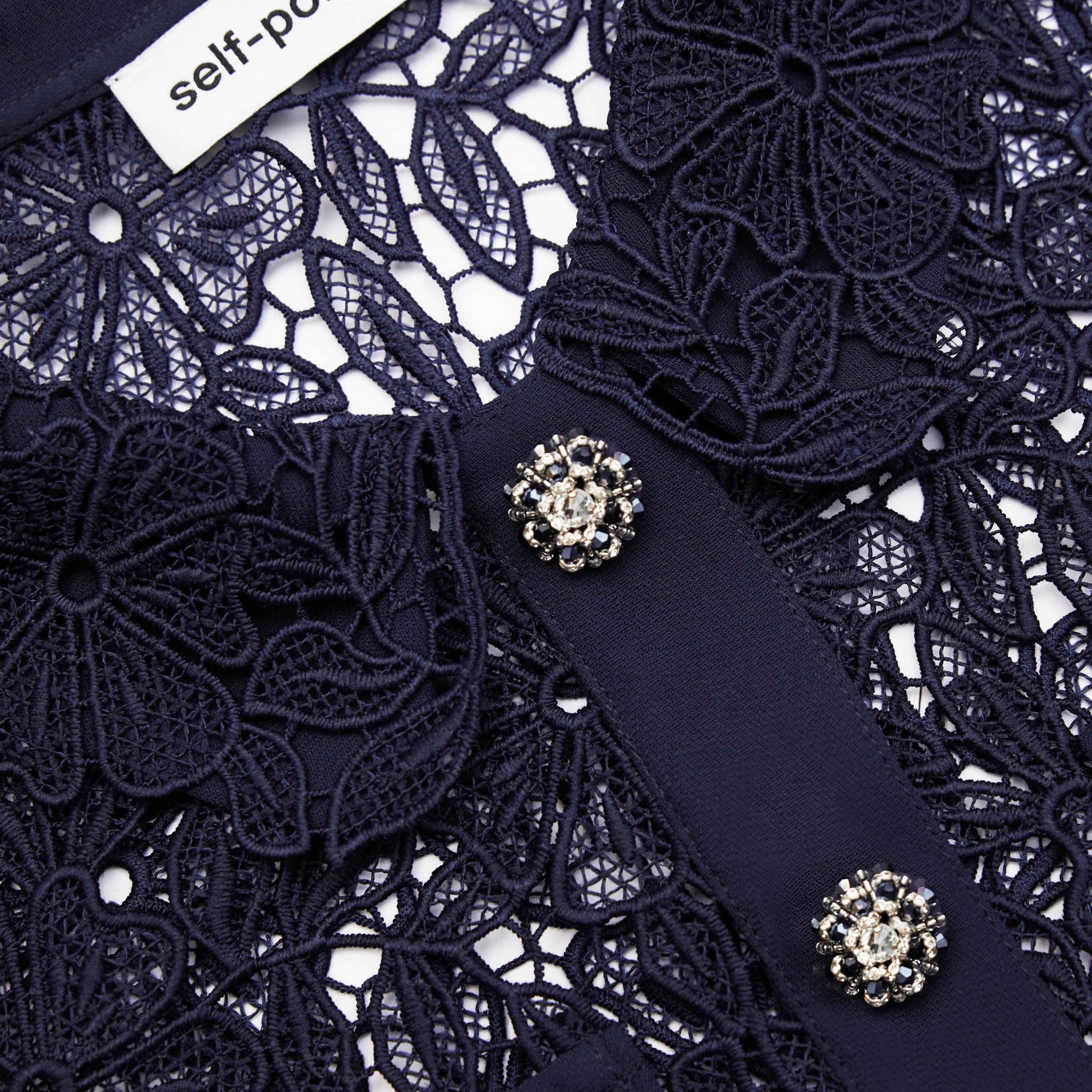 Navy Guipure Lace Top