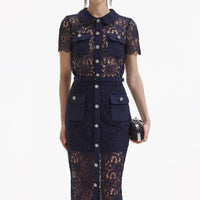 Navy Guipure Lace Top