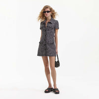 Black Checked Boucle Mini Dress