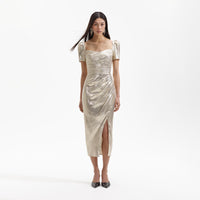 Gold Metallic Midi Dress