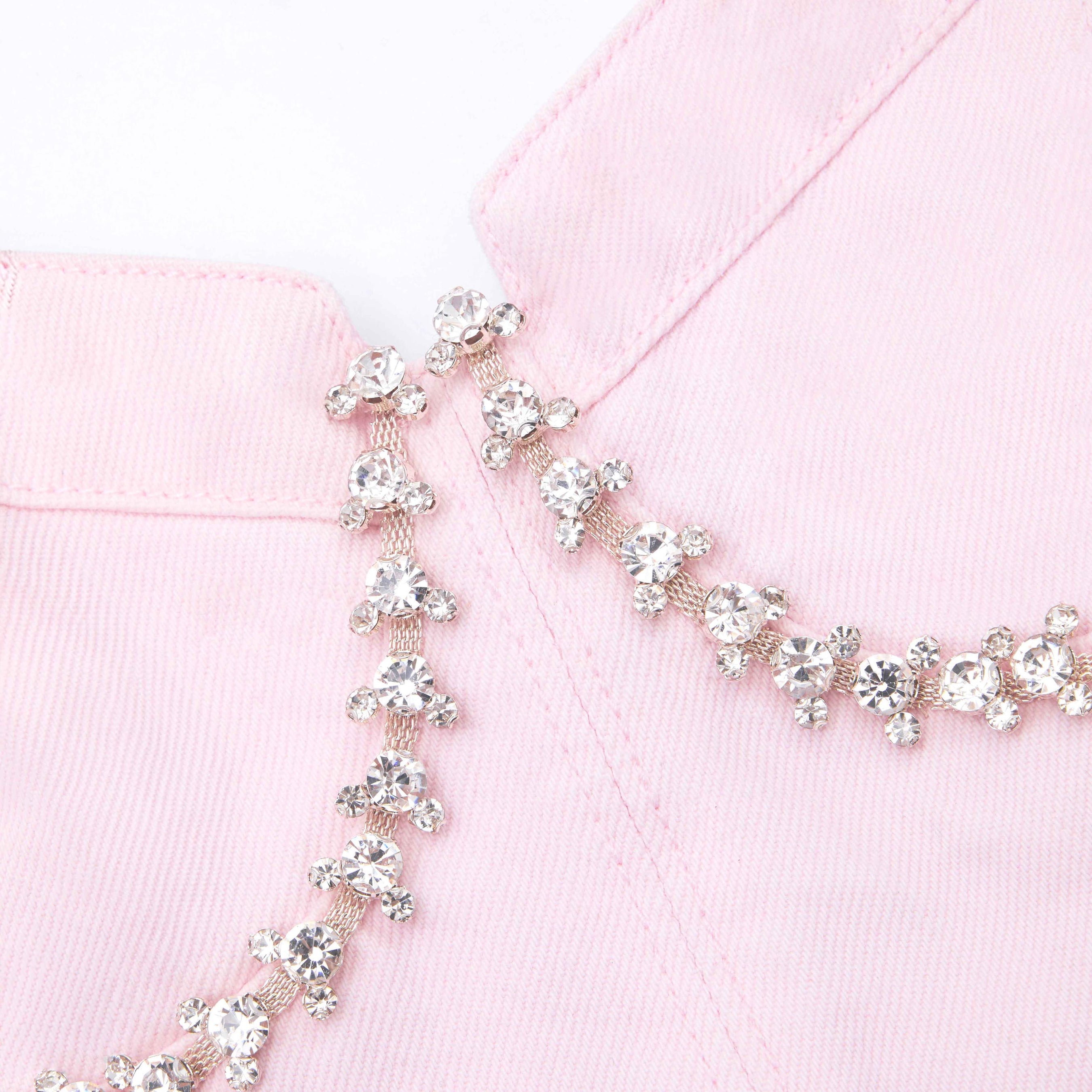 Pink Diamante Denim Mini Dress