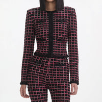 Black And Red Check Knit Leggings