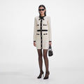 Cream Sequin Tie Neck Cardigan