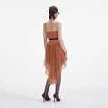 Tan Dot Mesh Mini Dress