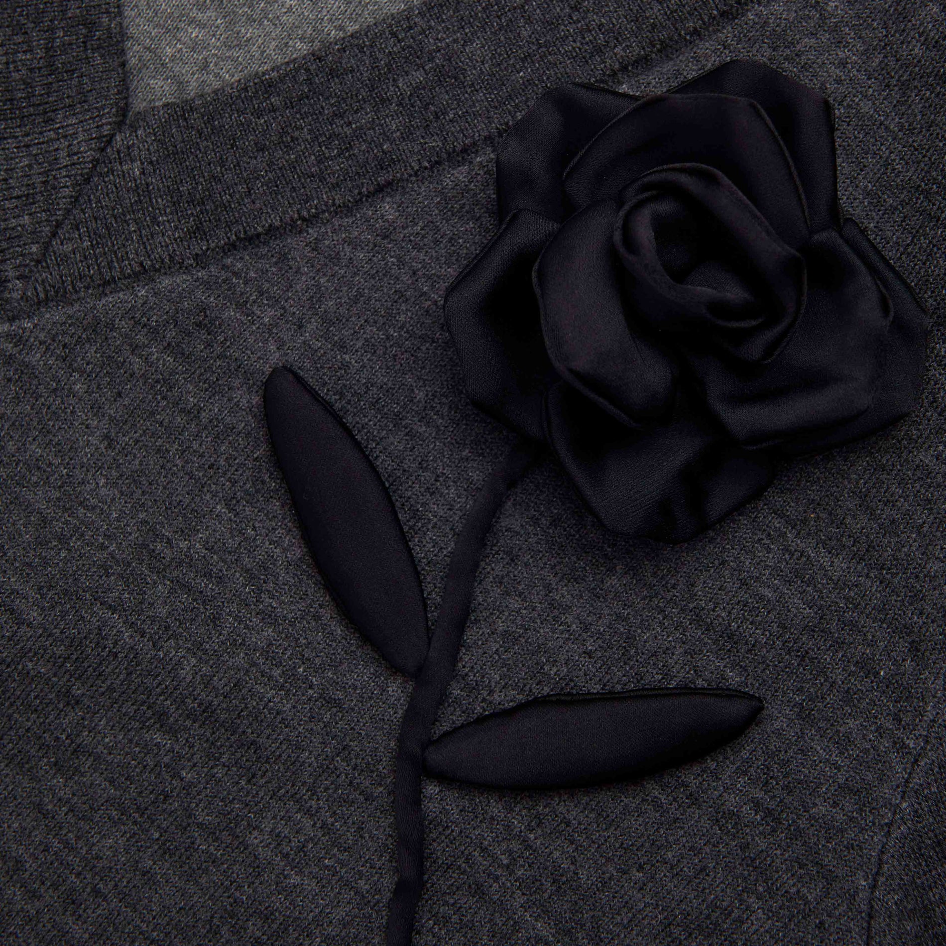 A close up of the fabric for the Charcoal Black Rose Jumper