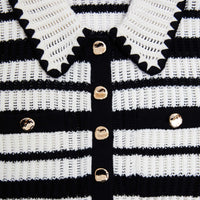 Cream And Black Striped Crochet Top