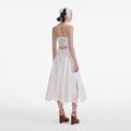 White Cotton Embroidered Strappy Midi Dress