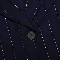 Navy Rhinestone Pinstripe Blazer