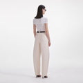 Cream Jersey Gathered Top