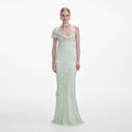 Mint Georgette Flower Maxi Dress