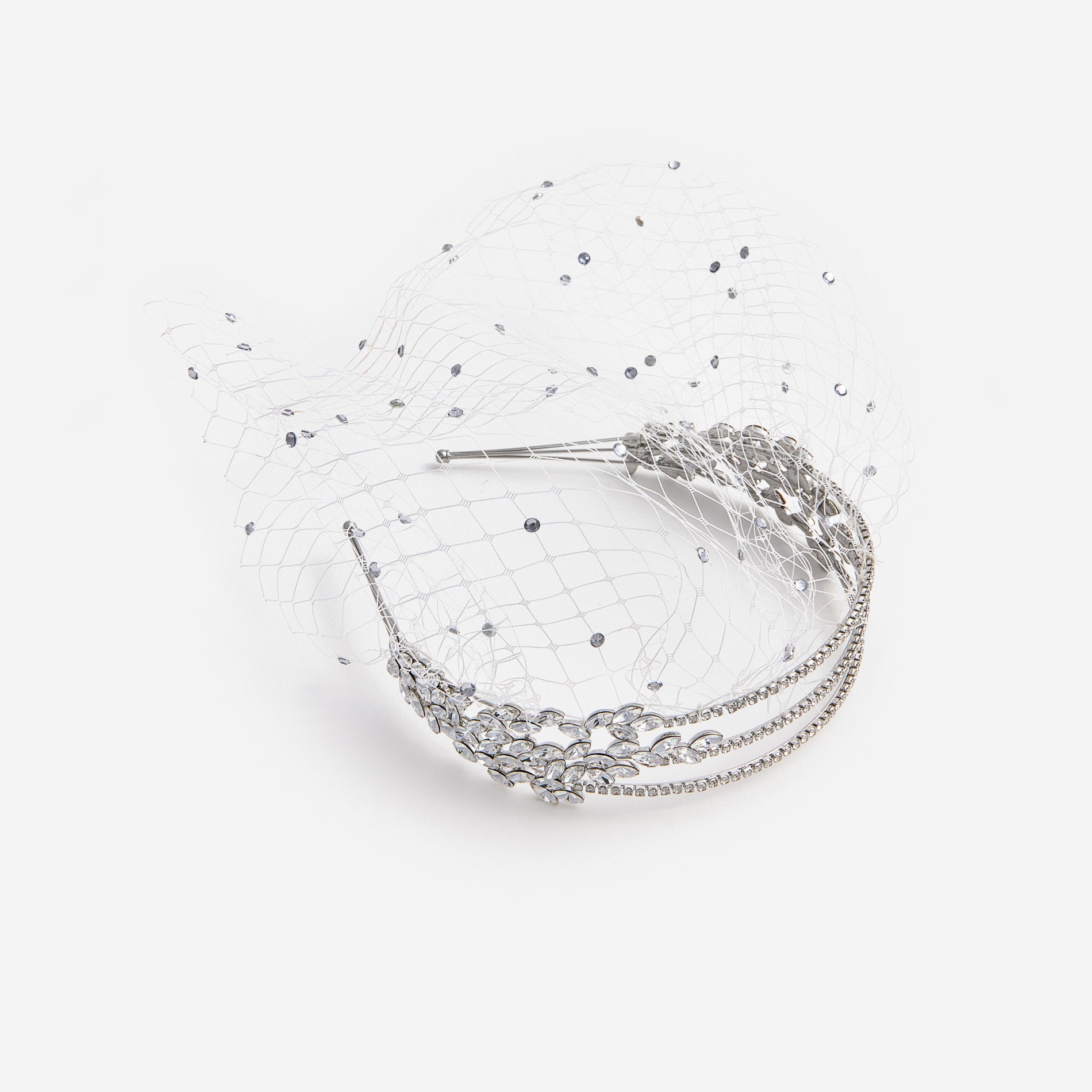A photo of the Crystal Embellished Veil Headband