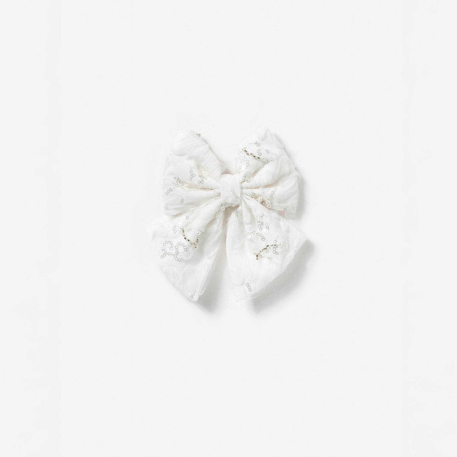 Cream Tulle Hair Bow