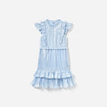 Blue Metallic Ruffle Dress