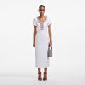 White Crepe Bow Midi Dress