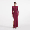 Burgundy Jersey Cut Out Midi Dress
