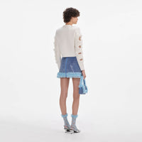 Blue Crystal Fishnet Mini Skirt