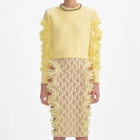 Yellow Cut Out Lace Detail Jumper