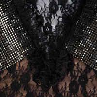 Black Lace Crystal Detail Mini Dress