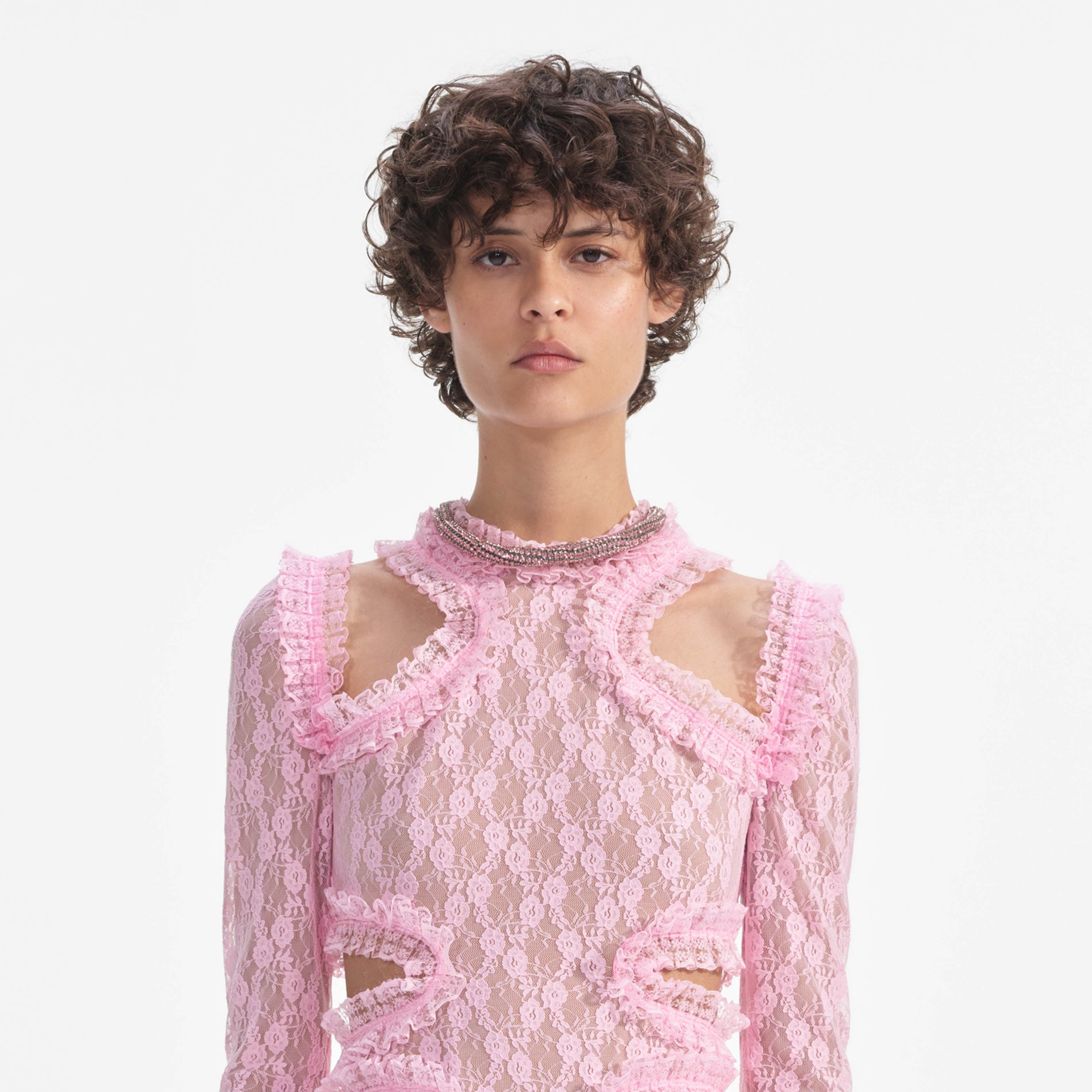 A photo of the Pink Crystal Tube Necklace