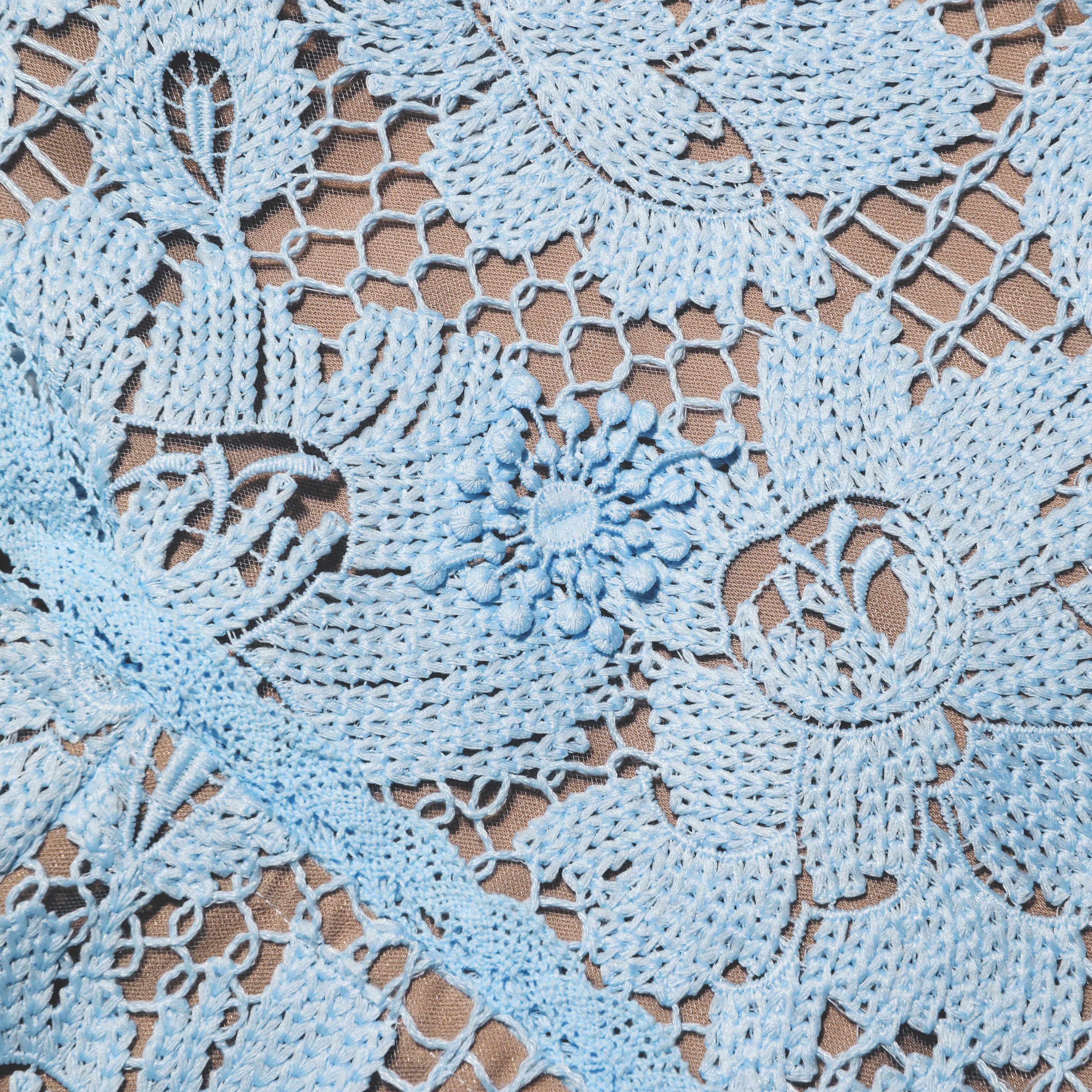 Blue Crochet Lace Midi Dress – self-portrait-EU