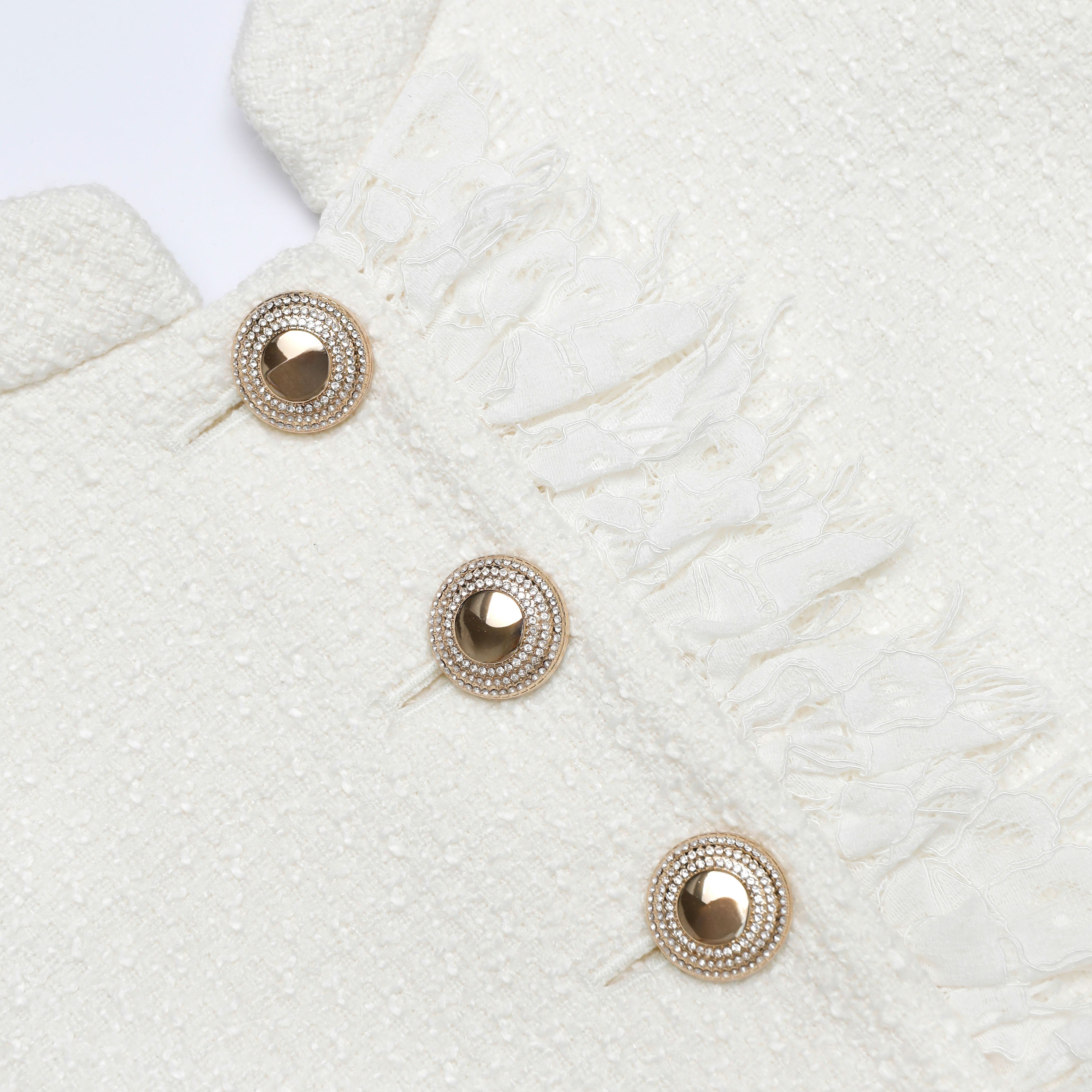 Cream Boucle Polka Dot Midi Dress