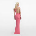 Pink Viscose Knit One Shoulder Maxi Dress