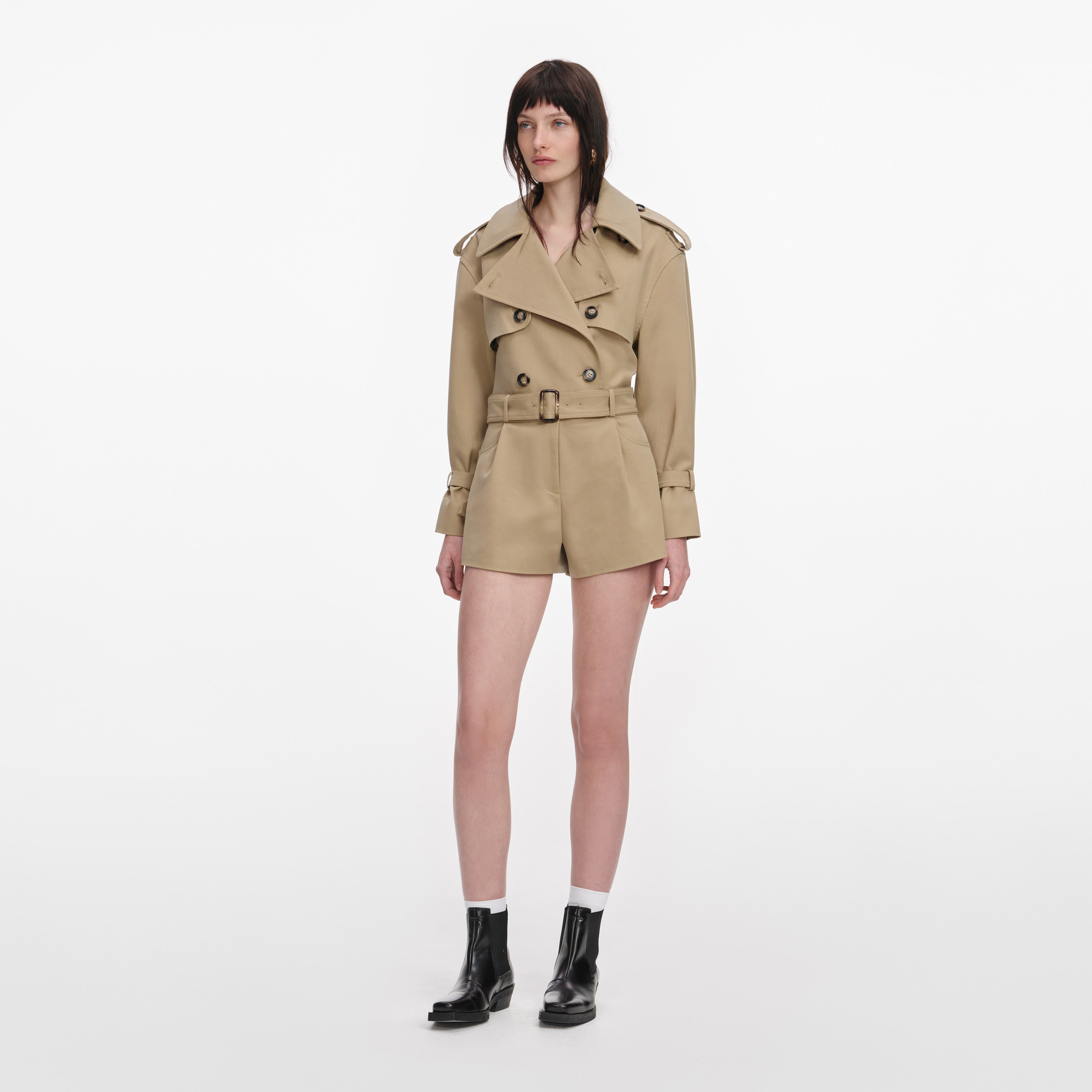 Beige Cotton Playsuit