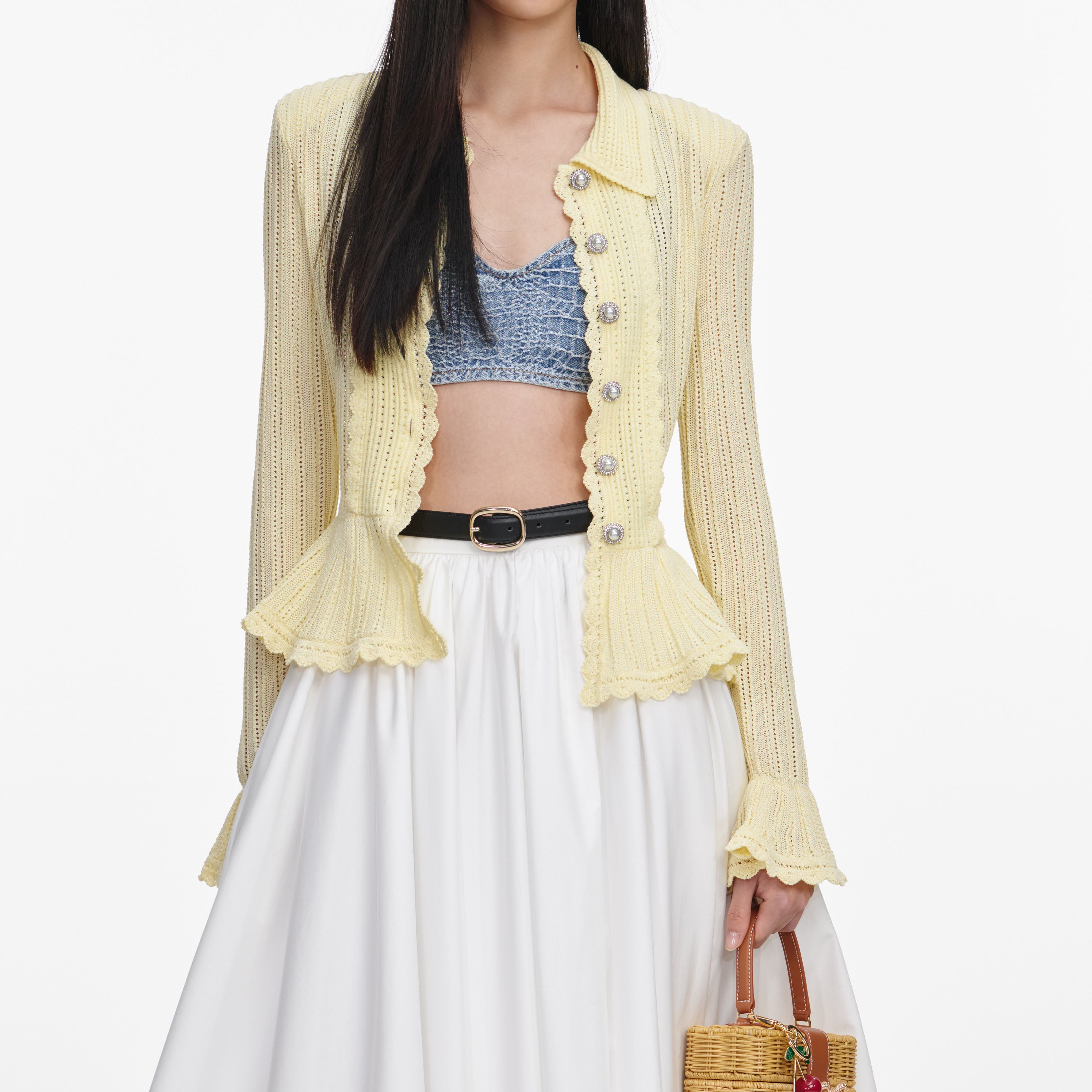 Yellow Pointelle Cardigan
