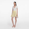 Yellow Pointelle Knit Mini Skirt