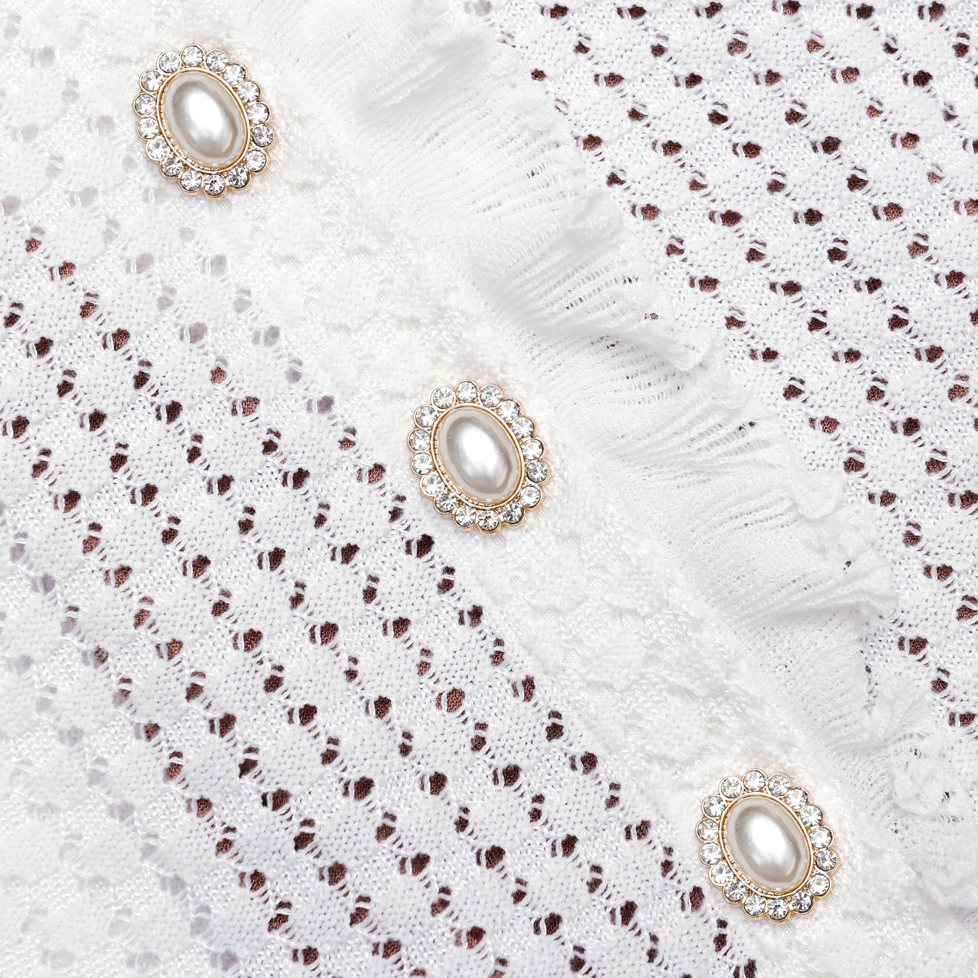 White Pointelle Knit Mini Dress