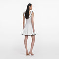 White Contrast Trim Knit Mini Dress