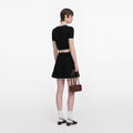 Black Pointelle Knit Mini Skirt