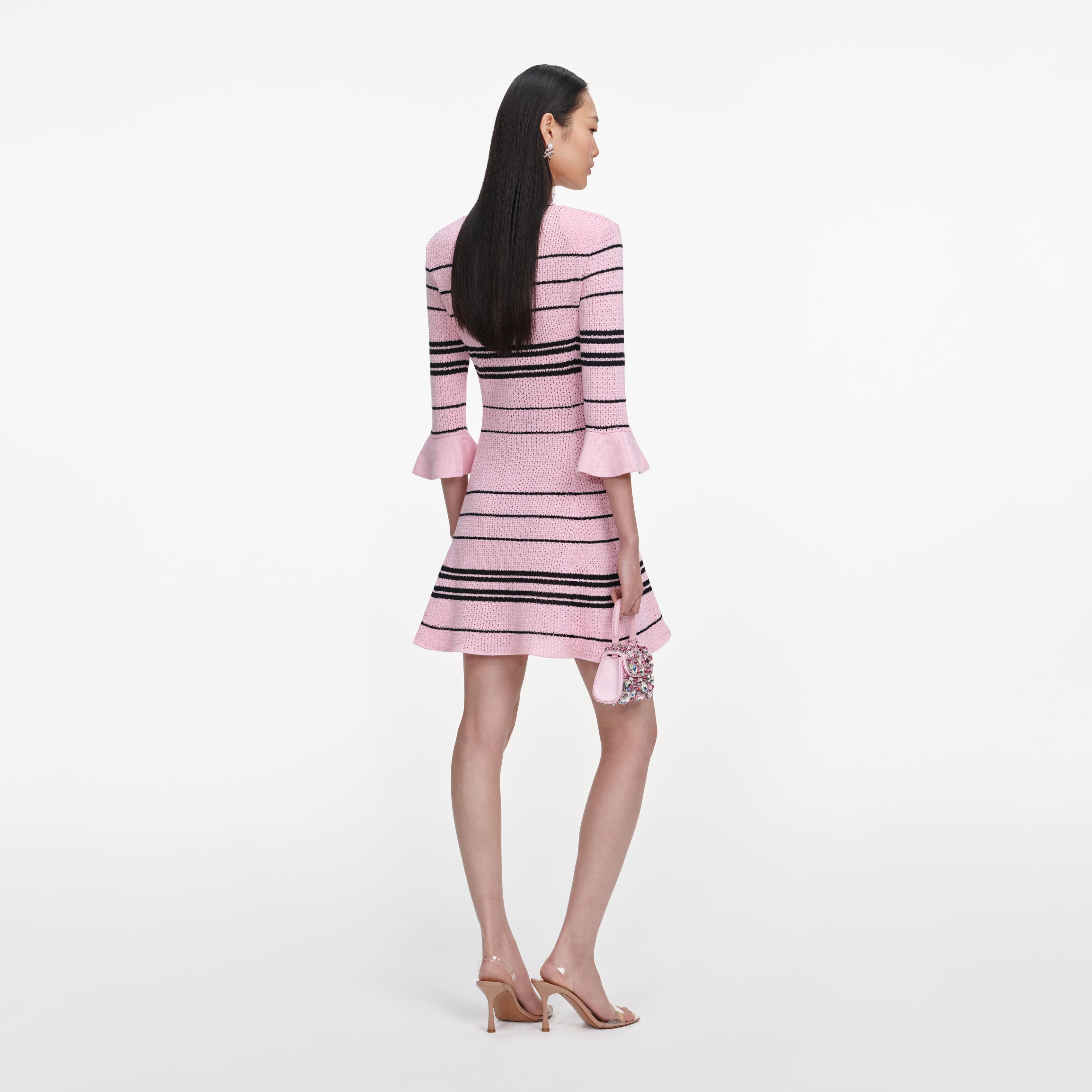 Pink Textured Knit Mini Dress – self-portrait-EU