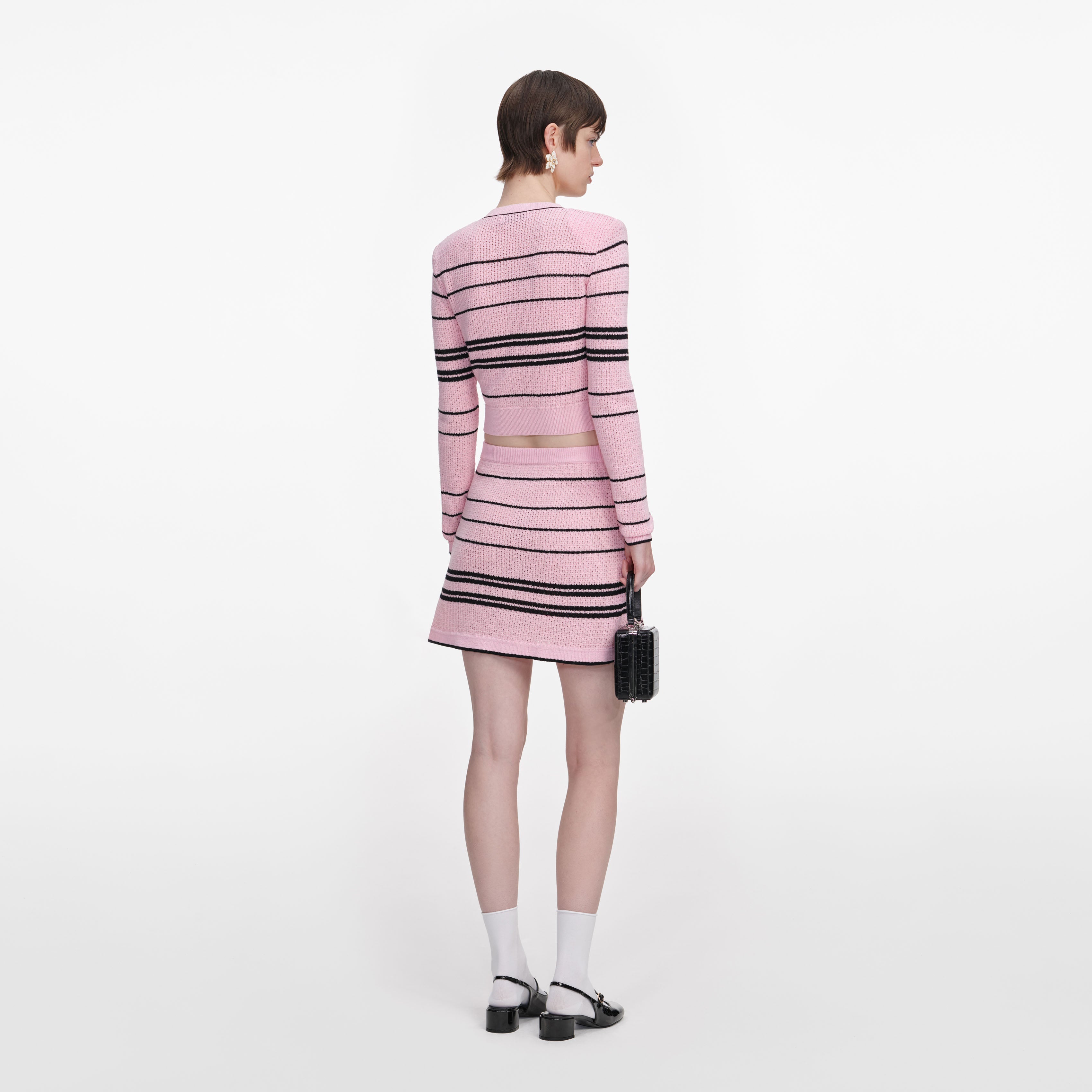 Pink Stripe Knit Mini Skirt