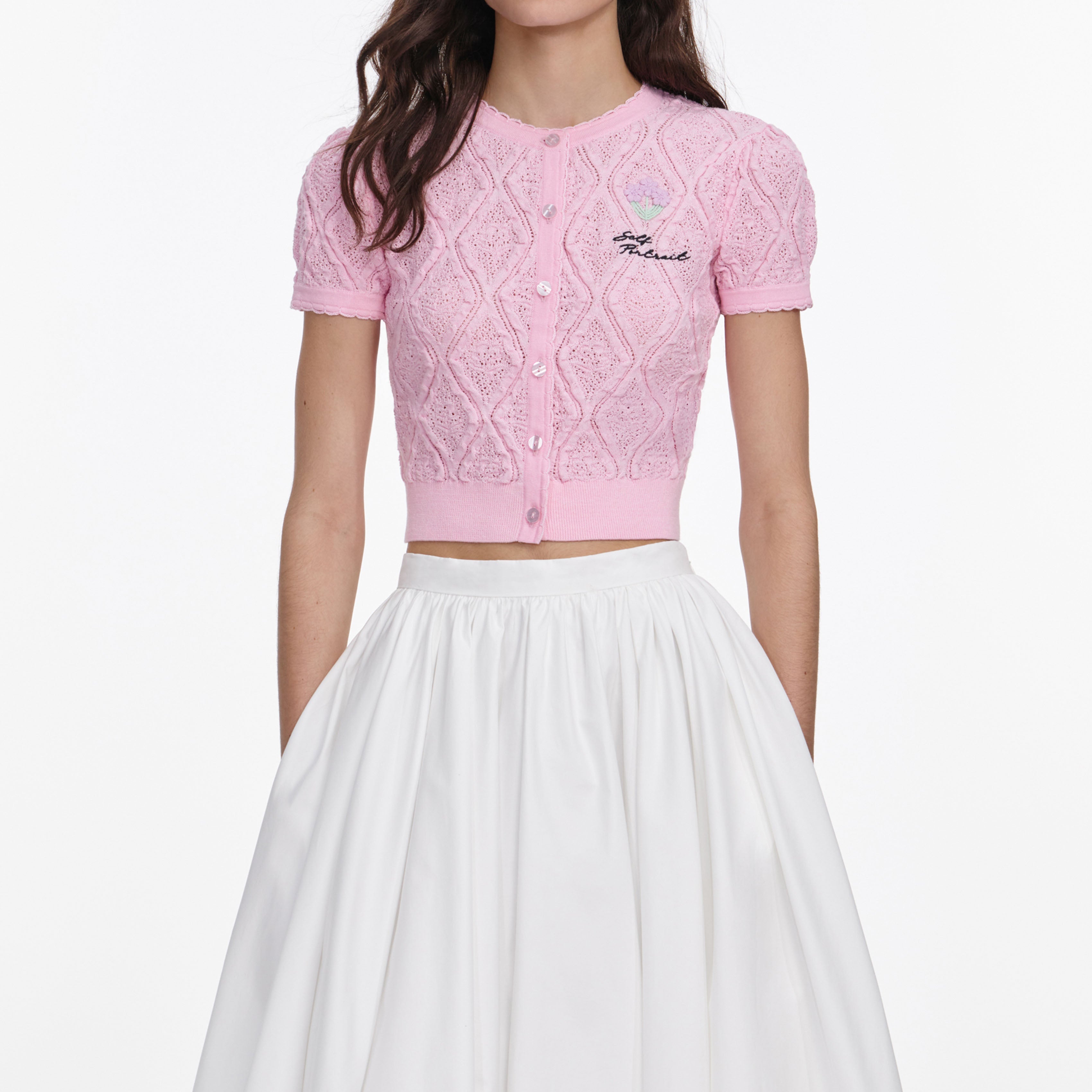 Pink Pointelle Knit Top